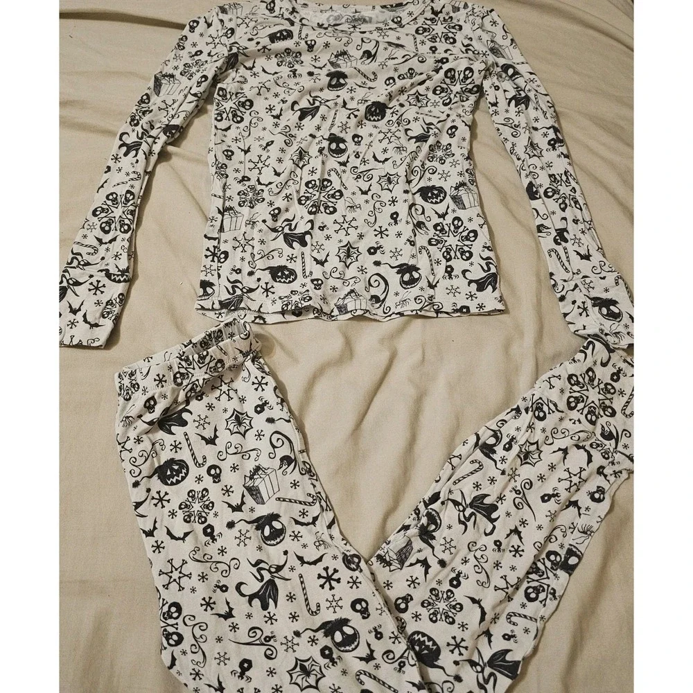 Posh Peanut Nightmare Before Xmas Knit 2 Piece Pajama Set Long Sleeve Size 7-8Y